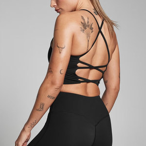 Blank Custom Women Gym Apparel Moisture Wicking <b>Cross</b> Back Short Length Activewear Tank <b>Top</b> for Summer Wear Casual Plain - Product Image 2