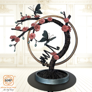 Porte-bouteilles en fer forgé motif fleur de pêcher, sculpture artisanale, décoration d'intérieur personnalisable, présentoir au design élégant, artisanat de luxe - Product Image 2