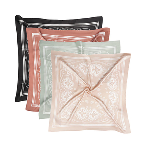Wholesale Adult Casual Summer Women Retro Cashew <b>Scarf</b> Soft Floral Printed Square Custom Head Wrap Fashion Satin <b>Silk</b> <b>Scarf</b> - Product Image 1