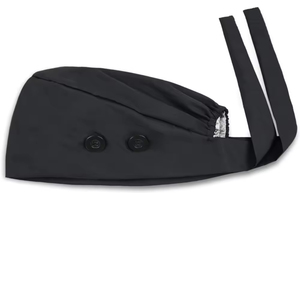 Casquette chirurgicale noire professionnelle avec boutons pour masque facial - Chapeau chirurgical en coton respirant avec lien réglable à l'arrière - Vente en gros - Product Image 5
