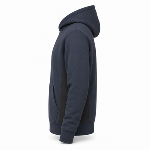Sudadera con Capucha de Forro Polar Grueso Azul Marino al por Mayor, Paneles Laterales en Contraste, Bolsillo Canguro, Transpirable, Ropa Urbana para Hombre, 100% Poliéster - Product Image 6