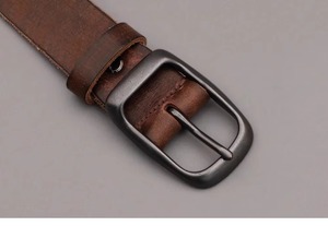 Cinturón de Cuero Vacuno de Primera Capa con Hebilla de Aleación de 3.7cm de Ancho para Hombre, Estilo Vintage para Jeans con Diseño Casual Sencillo - Product Image 4