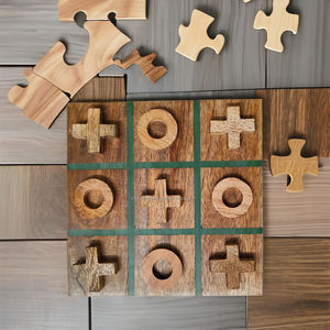 Juego de mesa de madera personalizado Tic Tac Toe Diversión de fiesta al aire libre/interior para adultos Niños y familia Rango de edad 4 a 18 + - Product Image 2