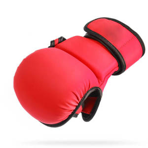 Gants de boxe demi-doigts en coton avec fermeture auto-agrippante et sangle de poignet longue, avec intérieur en gel, pour hommes et femmes, équipement de protection pour arts martiaux - Product Image 4