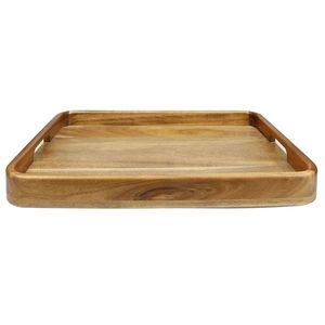 Plateau de service rectangulaire en bois fait main, plateau de petit-déjeuner en bois rustique naturel pour la maison, la cuisine, le restaurant et la décoration de table - Product Image 1