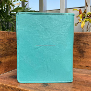 Classeur personnalisé à 3 anneaux en cuir usiné à la main pour femmes, organisateur de portefeuille à fermeture éclair en cuir de vachette de haute qualité. - Product Image 5