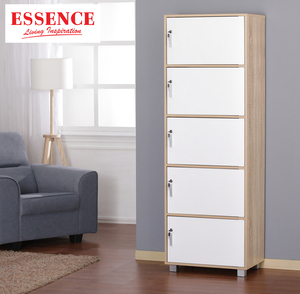 Armoire de rangement à 5 niveaux avec serrures et pieds pour la maison et l'hôtel, modèle 5DLF (chêne sonoma clair + blanc), design moderne et minimaliste - Product Image 1