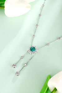Collier exclusif en argent 925 avec diamant de laboratoire taille brillant, pierre centrale verte, certifié IGI, bijoux de luxe pour femme, idéal pour mariage - Product Image 1