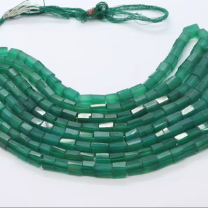 Cuentas Cilíndricas Facetadas de Ónix Verde de 7-9 mm, Cuentas de Ónix Verde para Joyería, Cuentas de Ónix Semipreciosas con Forma de Tubo para Joyería - Product Image 1