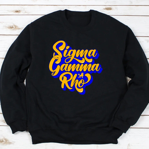Sigma Gamma Rho Retro Crewneck <b>Sweatshirt</b> Black Color Custom Greek Letter Printed Pullover Casual <b>Long</b> Sleeve Fleece - Product Image 1