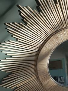 Mid Century Natural <b>Wicker</b> Rattan Mirror Round <b>Wall</b> Hanging Bamboo Cane Mirror for Living Room Decor - Product Image 3