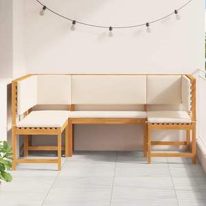 Ensemble de bancs de jardin en bois d'acacia massif marron, 3 pièces - Product Image 3