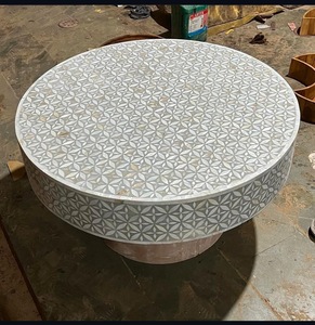 ILAHI's Bone Inlay <b>Table</b> Modern Design Agate Detailing <b>Storage</b> Portable Home Furniture - Product Image 3