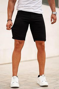 Men's <b>Black</b> Denim <b>Shorts</b> Mid Waist Straight Leg Casual Summer Cotton Breathable Woven Style - Product Image 3