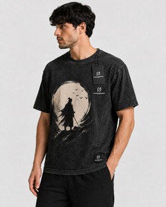 T-shirt léger pour homme en coton 100% délavé à l'acide, respirant, écologique, personnalisable OEM, vente en gros - Product Image 4