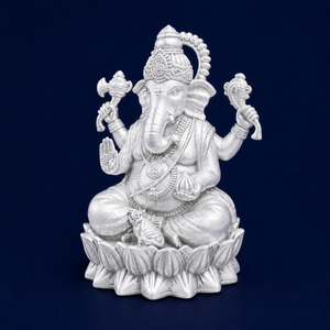 Idole de Ganesh Ji en laiton plaqué argent 999, 2,5x2x3,5cm, 27g, décoration moderne pour la maison, pour Diwali Puja - Product Image 6