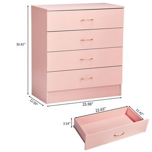Mobile in Quercia Tradizionale e Moderno con 4 Cassetti e Maniglie Effetto Oro Rosa, Rosa, 66x33x77 cm, per Camera da Letto e Soggiorno - Product Image 5