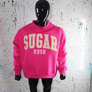 SUGAR HOT PINK Sudadera de cuello alto 100% algodón con apliques bordados, sudadera de cuello ancho CLUSH SPORTS - Product Image 2