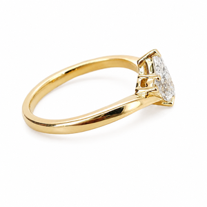 Elegant Pear Cut <b>Moissanite</b> Engagement Ring 14K Plated Yellow Gold Prong Setting Classic Women's <b>Jewelry</b> - Product Image 4