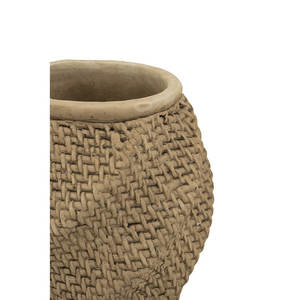 Diseño tejido intrincado, maceta decorativa de arena y cemento marrón, herramienta de torneado única - Product Image 3