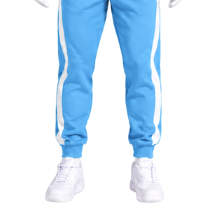 Conjunto Deportivo Azul Cielo Unisex, Sudadera con Capucha y Pantalones Jogger, con Rayas en Contraste, para Entrenamiento Deportivo, Casual - Product Image 6