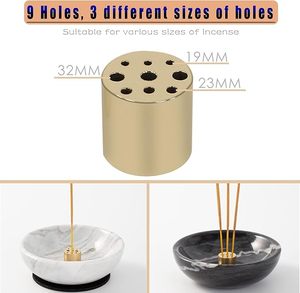 Porte-encens en marbre naturel pour bâtonnets avec 9 trous, brûleur d'encens fait main idéal pour la purification et la décoration - Product Image 2