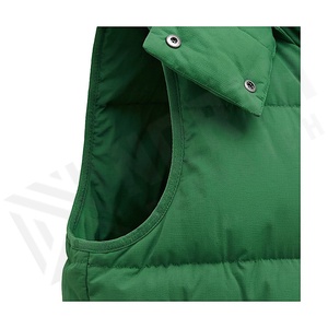 Hooded <b>Quilted</b> Vest Green Polyester Filling Winter Wear With Detachable Hood <b>Single</b> Button Closure - Product Image 6