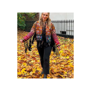 Chaqueta Banjara de algodón con patchwork bordado a mano, chaqueta tribal para mujer, manga larga, para otoño. - Product Image 4