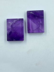 Natural Amethyst Gemstone Loose Cut Stone Rectangular Shape 42.93Carat for Jewelry Making 2Pcs - Product Image 1