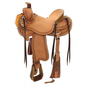 PRIMEFIELD ENTERPRISES PE-HSP-002 Silla de montar western de cuero de alta calidad con estructura de madera, herrajes de latón, color bronce, personalizable - Product Image 1