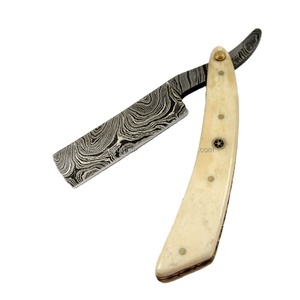Maquinilla de afeitar de acero inoxidable Damasco con mangos de hueso únicos - Product Image 1