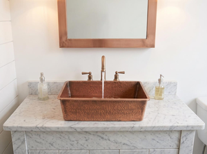 Évier de comptoir en cuivre martelé fait main, lavabo moderne en métal durable pour salle de bain - Product Image 5