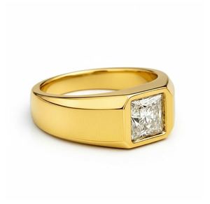 Bague unisexe en moissanite taille princesse, argent sterling 925 plaqué or jaune, luxe moderne, bague de fiançailles carrée, pour mariage et fête - Product Image 5
