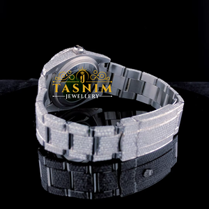 Reloj de Hombre con Diamante Moissanite VVS de 41 mm, Cristal Verde, Chapado en Oro Blanco, Acero Inoxidable, Totalmente Engastado, Cuarzo, Deportivo, de Negocios, a la Moda - Product Image 4