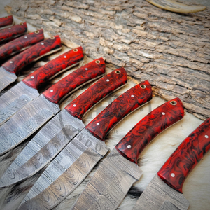 Couteau de chasse et de camping à lame fixe en acier Damas de qualité industrielle, pointe tombante, manche en bois Pakka, couteau d'extérieur - Product Image 2