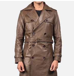 <b>Men's</b> High Quality Leather <b>Long</b> <b>Coat</b> with Button Decoration Stylish Year-Round Wear for Comfort for Winter - Product Image 5