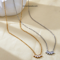 Collier pendentif feuille en zircon plaqué or 18 carats, chaîne délicate pour clavicule, pour femme, cadeau de fête