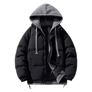 Men's Eco-Friendly Streetwear Puffer Jacket-Custom Water-Resistant Windproof Hooded Zipper Closure <b>Coat</b> for Winter - Product Image 3