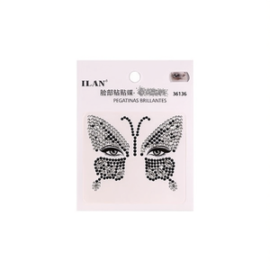 Adesivi con strass per il viso ILAN, design a farfalla per decorazione facciale 36136 - Product Image 2