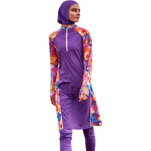 Conjunto de Burkini de 2 Piezas Personalizado para Mujer, Corte Alto, con Logotipo Frontal, Material Spandex/Poliéster, Transpirable y de Secado Rápido, Diseño Estampado - Product Image 1