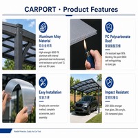 Abri de garage double moderne pour villa avec structure en alliage d'aluminium thermolaqué, auvent durable pare-soleil et imperméable