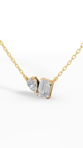 Collier Toi et Moi en Argent Sterling 925 avec Diamants Simulés Sophistiqués Taille Poire et Émeraude, Pendentif à Deux Pierres - Product Image 5