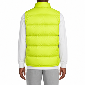 Gilet matelassé jaune fluo pour homme, col montant, fermeture éclair, rembourré en duvet, léger, vêtement d'extérieur sportif pour l'hiver - Product Image 2