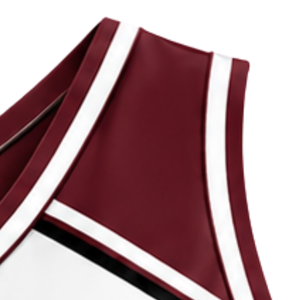 Haut court sans manches col en V pour femme, couleur marron et blanc, pour cheerleading, performance athlétique, uniforme d'équipe, compétition et entraînement - Product Image 3