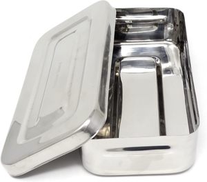 Plateau en acier inoxydable pour instruments médicaux, pour le rangement d'équipements chirurgicaux, plateau de stérilisation réutilisable pour hôpitaux et cliniques - Product Image 1