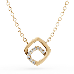 Geometric Diamond <b>Pendant</b> Necklace In 18K <b>Solid</b> <b>Gold</b> Minimalist Link Chain Unisex Everyday Wear - Product Image 1
