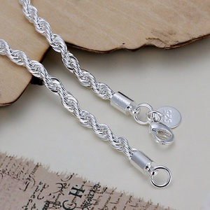 Pulsera de cadena de cuerda de color plateado, diseño retorcido de plata de ley 925 para mujeres y hombres, regalo de boda, joyería, accesorio de moda - Product Image 4
