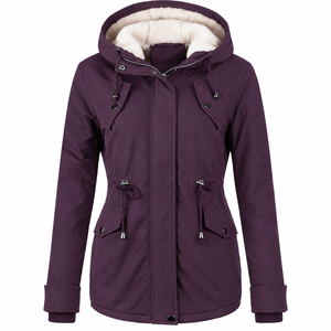 Low Prices <b>Women's</b> Custom Logo Winter <b>Hooded</b> <b>Parka</b> Jacket Solid Color Faux <b>Fur</b> Lined Eco-Friendly Breathable Warm Thick - Product Image 1