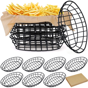 Juego de 12 Cestas de Alambre para Pan, Cestas Ovaladas de Metal para Servir Panecillos, Frutas y Almacenamiento en la Mesa de la Cocina, para Comida Rápida y Almacenamiento de Frutas - Product Image 4
