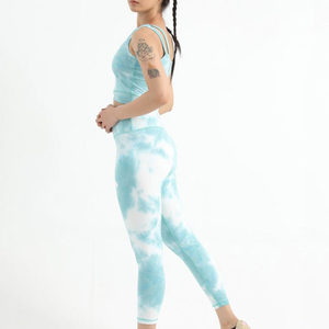 <b>Tie</b>-<b>Dye</b> Yoga <b>Set</b> Women's Fitness Wear High Waisted Squat Proof Leggings & Breathable Crop Top <b>Set</b> Orren Custom Logo Activewear - Product Image 3